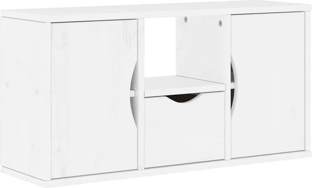 vidaXL ODDA tömörfa fenyőfa TV szekrény fehér 79x24x40 cm