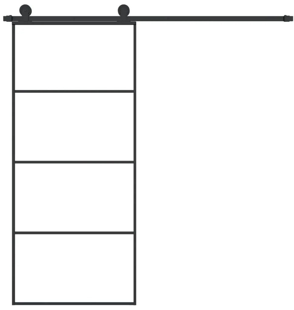 ESG üveg és alumínium tolóajtó fémszerelvény-szettel 90x205 cm