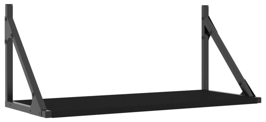 2 db fekete szerelt fa fali polc 60 x 25 x 25,5 cm