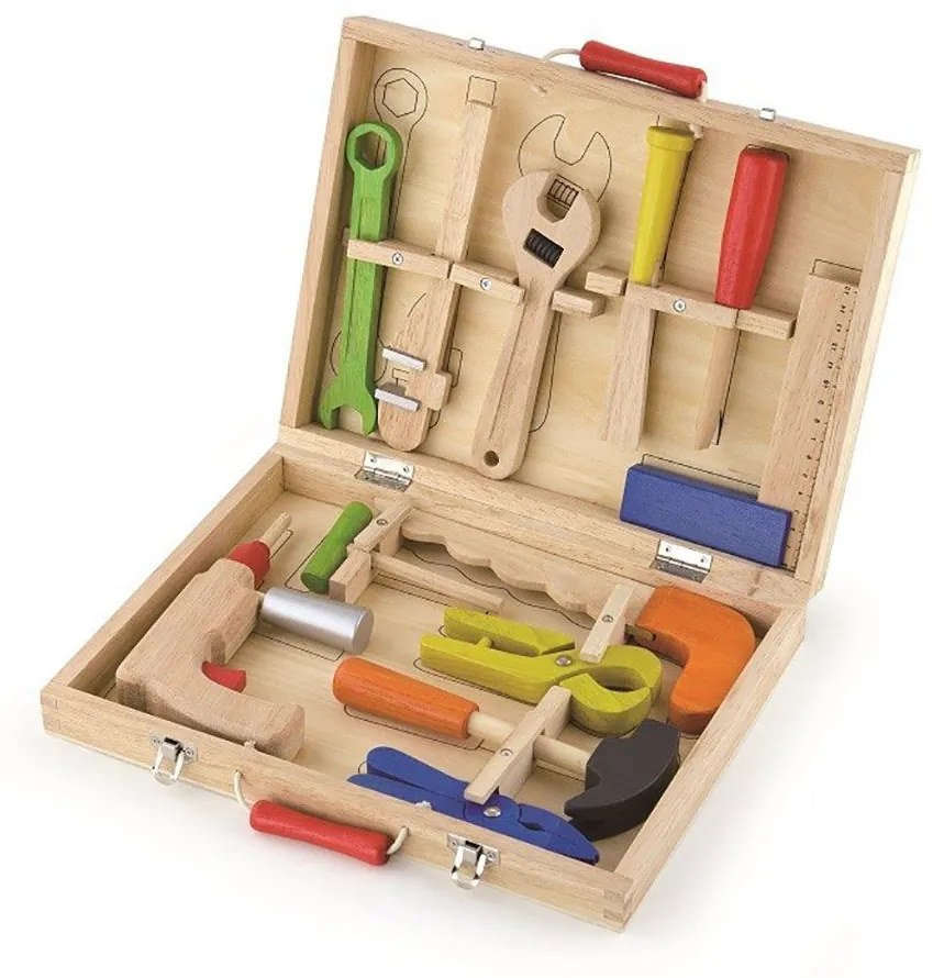 Viga fa szerszámosláda szerszámokkal