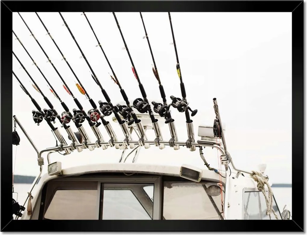 Poszterek keretben 40x30 Horgászcsónak horgászbotokkal