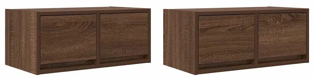 2 db barna tölgy színű szerelt fa TV-szekrény 60x31x25,5 cm