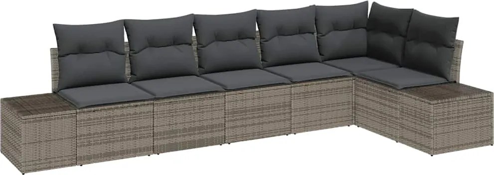 vidaXL Kerti Kanapé Szett párnával 6 pcs Szürke polirattan