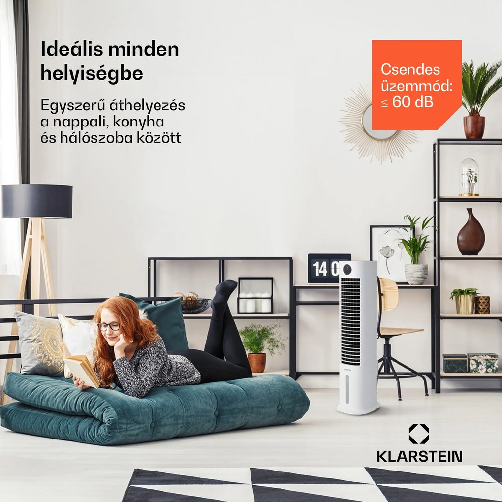 Klarstein Skytower Grand Smart, léghűtő, 80 W, 480 m³/ó, 6 liter, hordozható