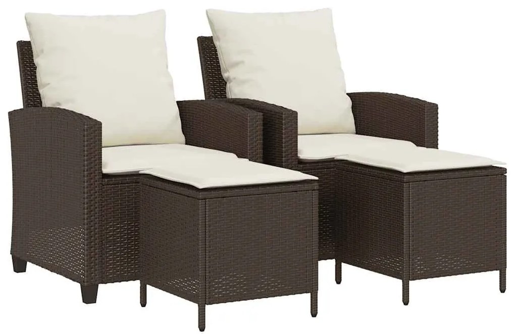 4 részes barna polyrattan kerti ülőgarnitúra párnákkal