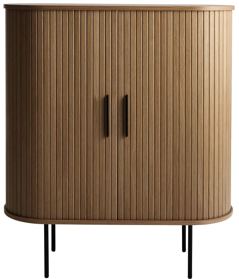 Barna bortartó szekrény tolóajtóval, tölgyfa dekorral 100x118x40 cm Nola – Unique Furniture