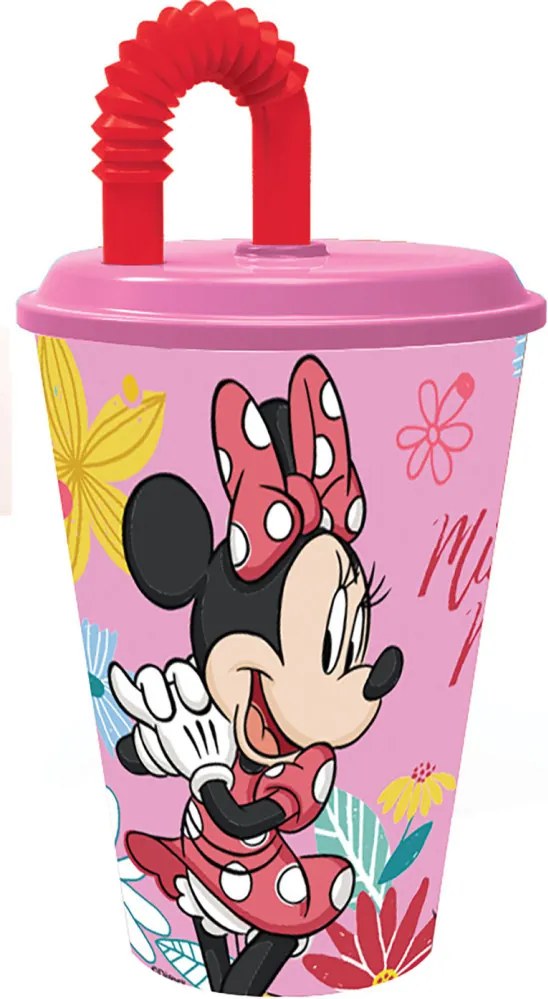 Disney Minnie Spring szívószálas pohár, műanyag 430 ml