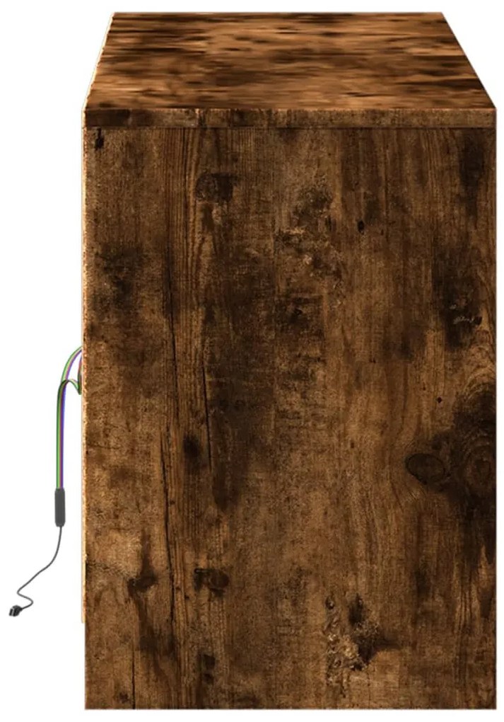 füstös tölgy színű szerelt fa LED-es TV-szekrény 139,5x34x50 cm