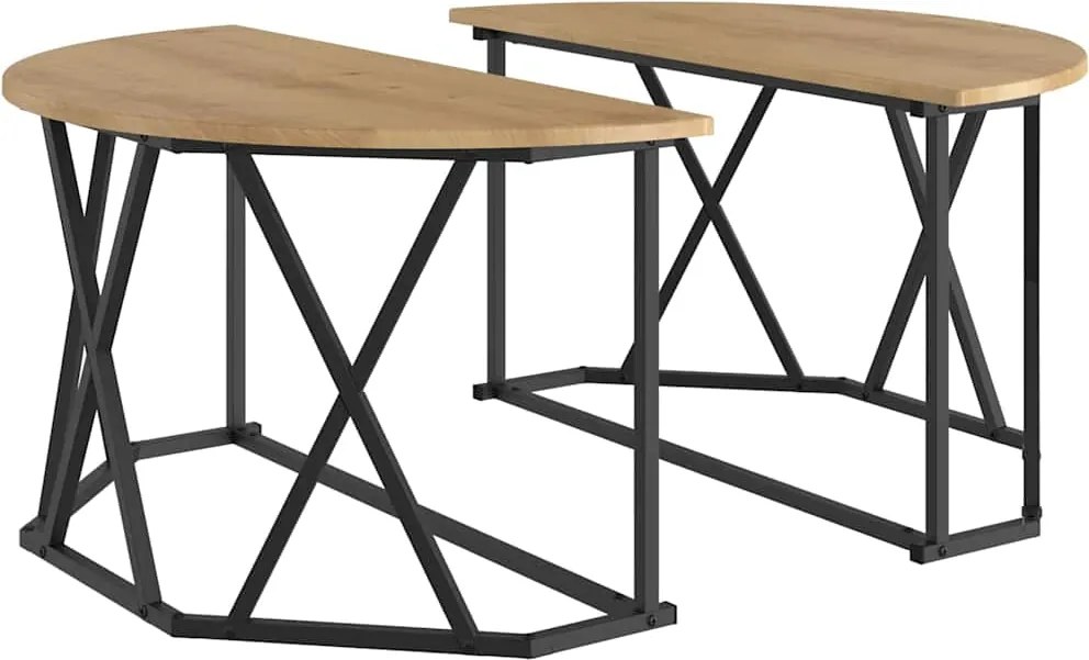 vidaXL Dohányzóasztal Artisan tölgy 80 x 80 x 42 cm Műszaki fa és acél