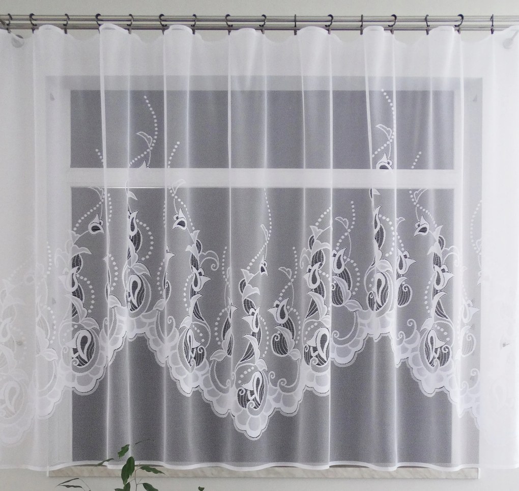 Mg Függöny jacquard Justi 2 Fehér 290x155 pol szalaggal