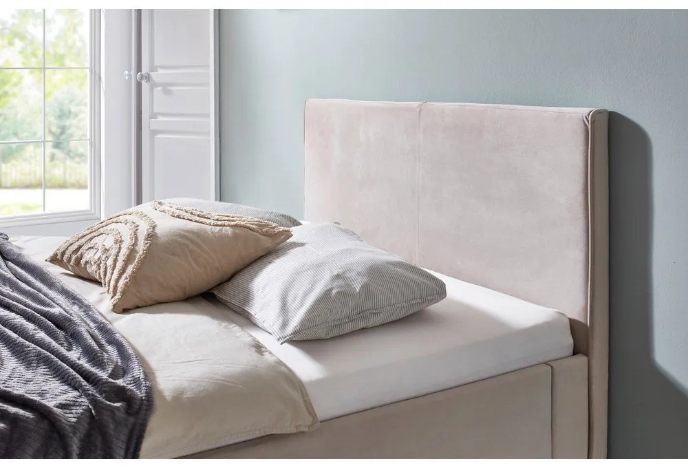 Fehér-krémszínű kárpitozott franciaágy ágyrács nélkül 140x200 cm Leira – Meise Möbel