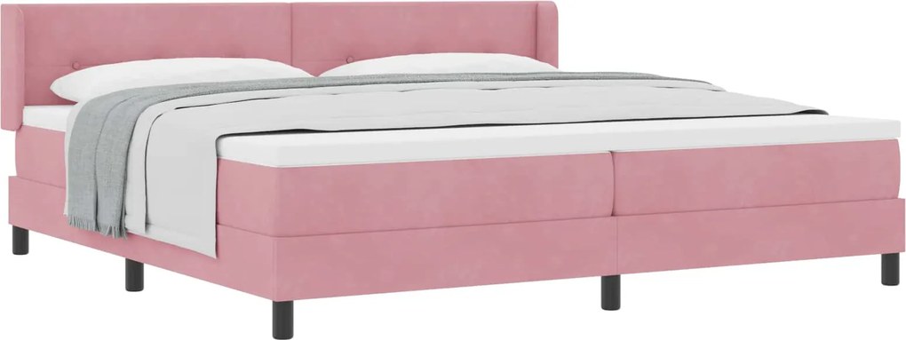 vidaXL Boxrugós ágy matracmal Rózsaszín 200 x 200 cm Poliészter