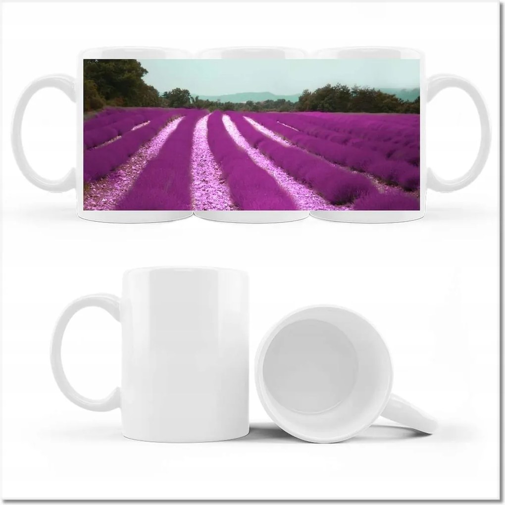 Levendulamező fényképes bögre