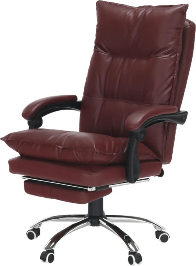 Irodai szék lábtartóval, textilbőr bordó, DRAKE