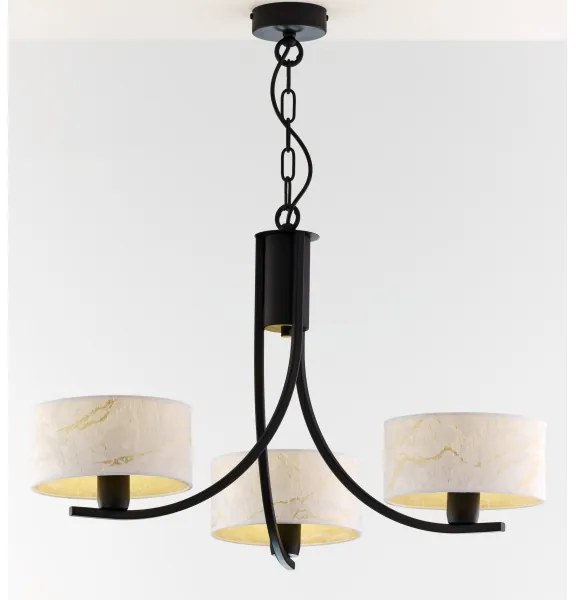 Jupiter 2103 - ARTHUR láncos csillár 3xE27/15W/230V fehér/fekete/márvány dekor