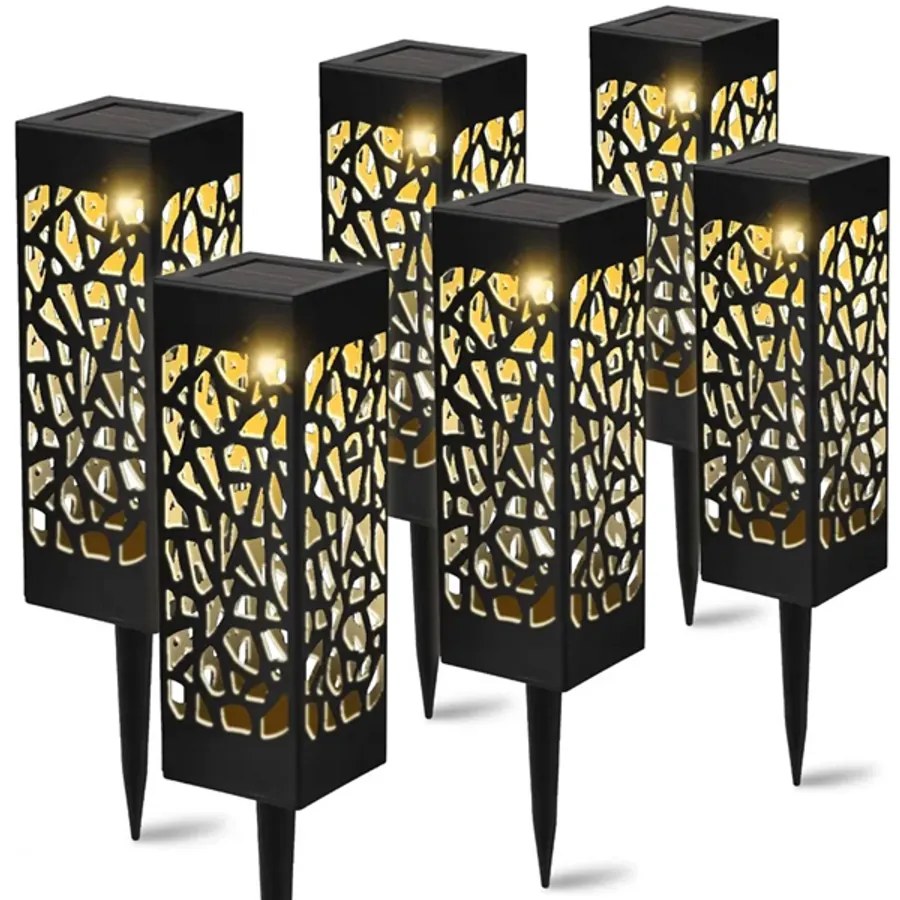 6 db-os napelemes LED lámpa szett, modern fénynyommal, IP44, 29 cm