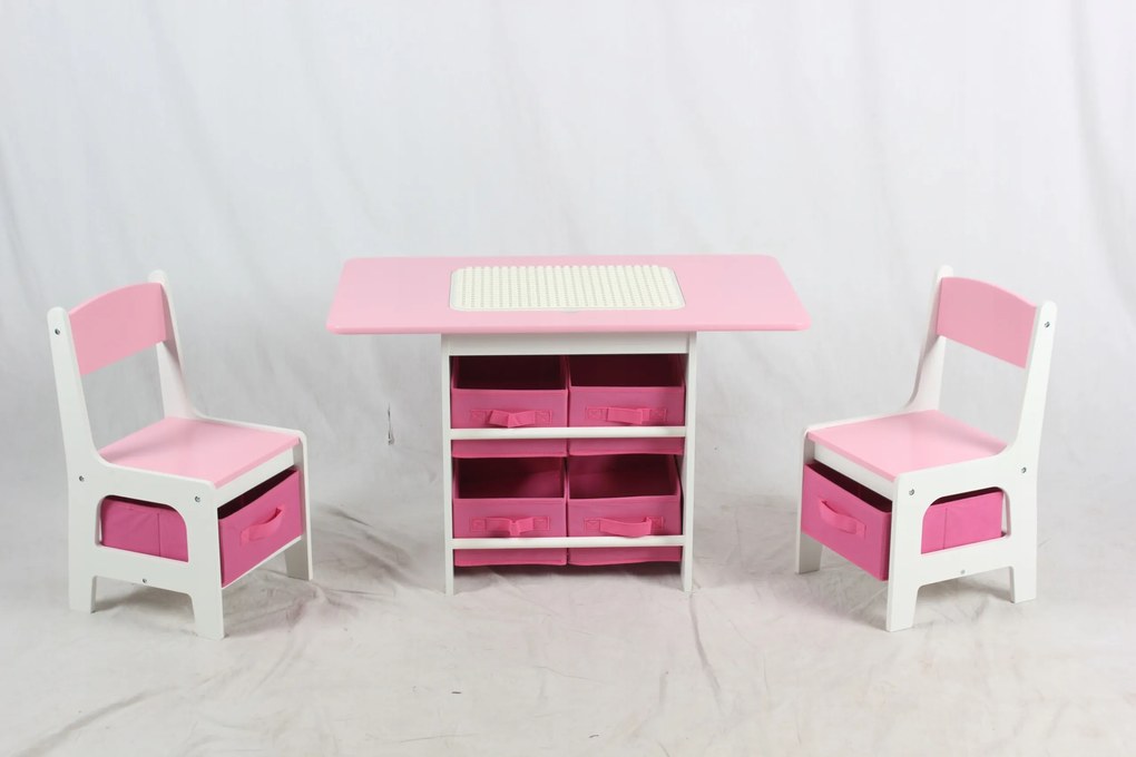 Asztal és 2 szék szett 3az1ben Bdmu Kids rózsaszín TF7265