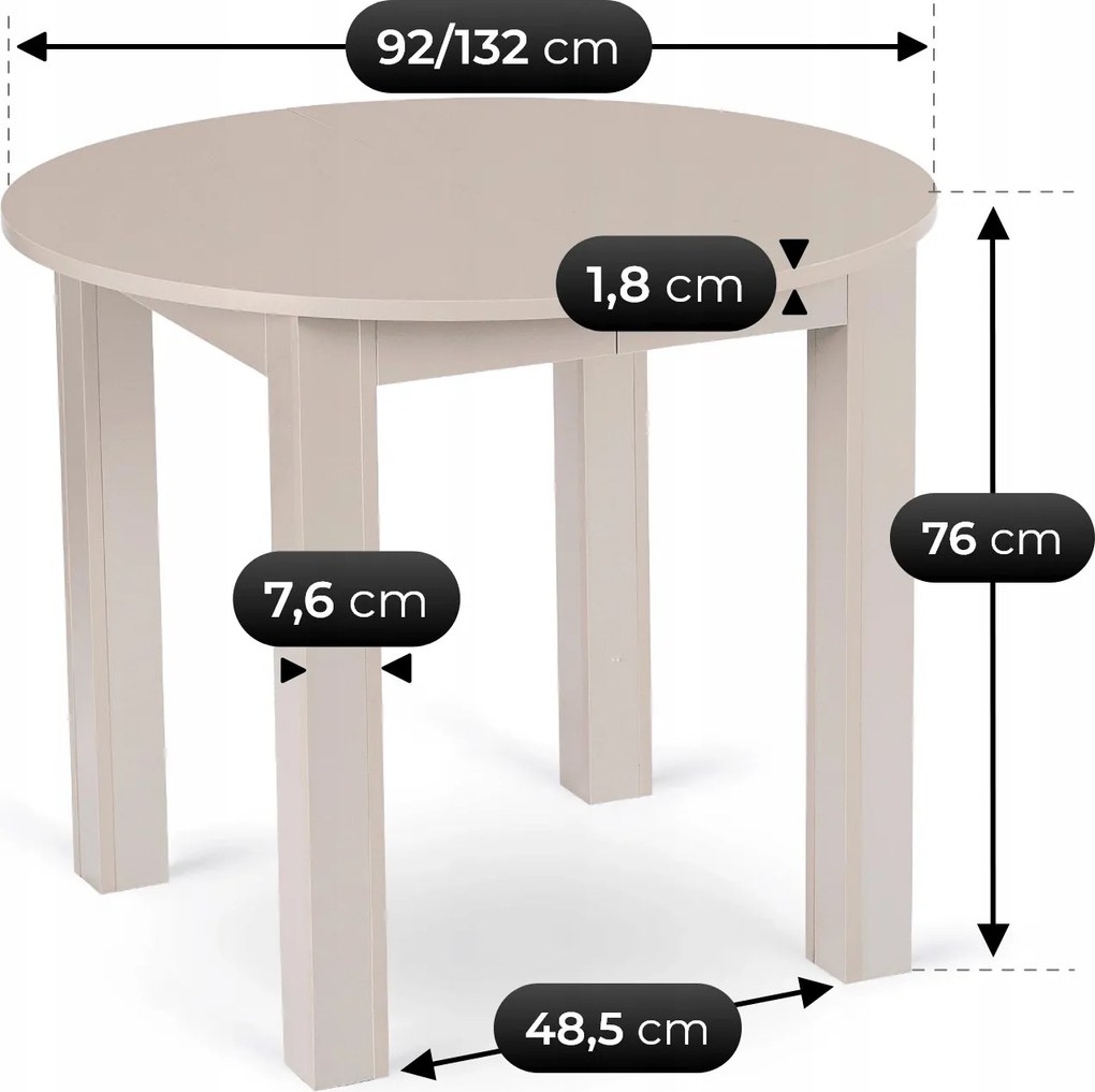Stół HARRY Rozkładany 92-132 cm Kaszmir
