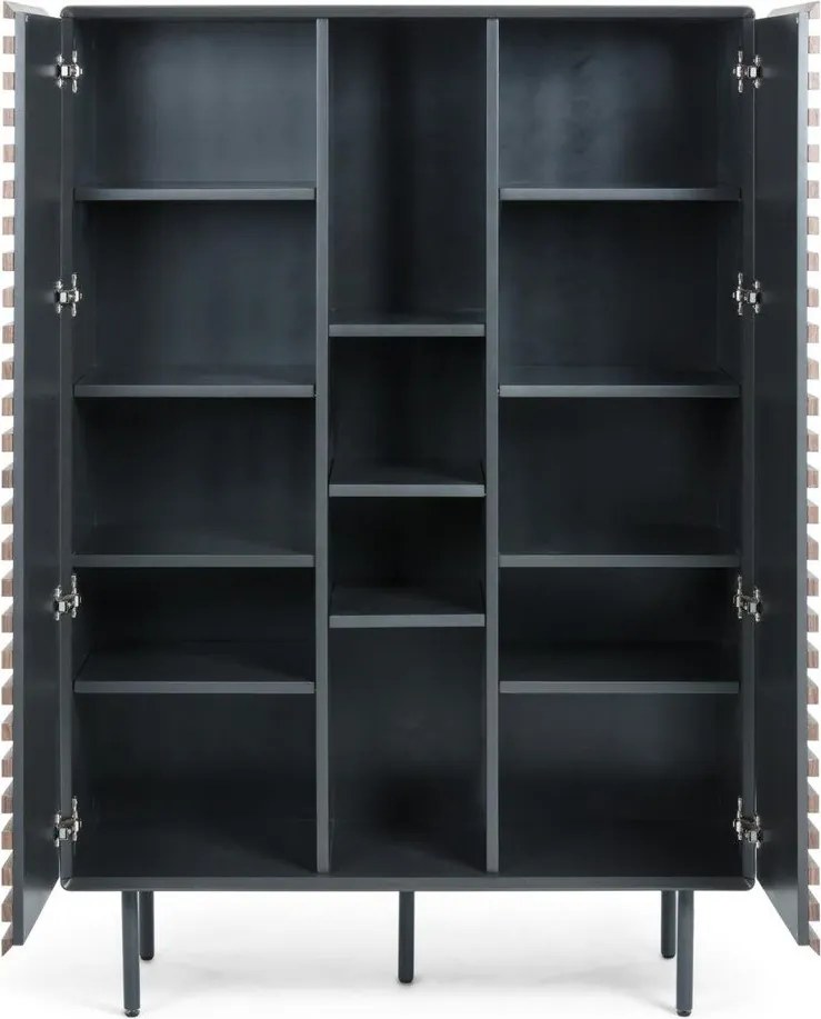 Fekete-natúr színű szekrény diófa dekorral 105x155x40 cm Kesia – Kave Home