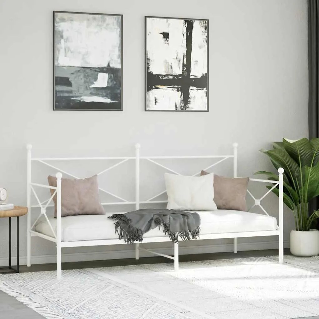 kanapéágy matrac nélkül fehér 90x200 cm acél