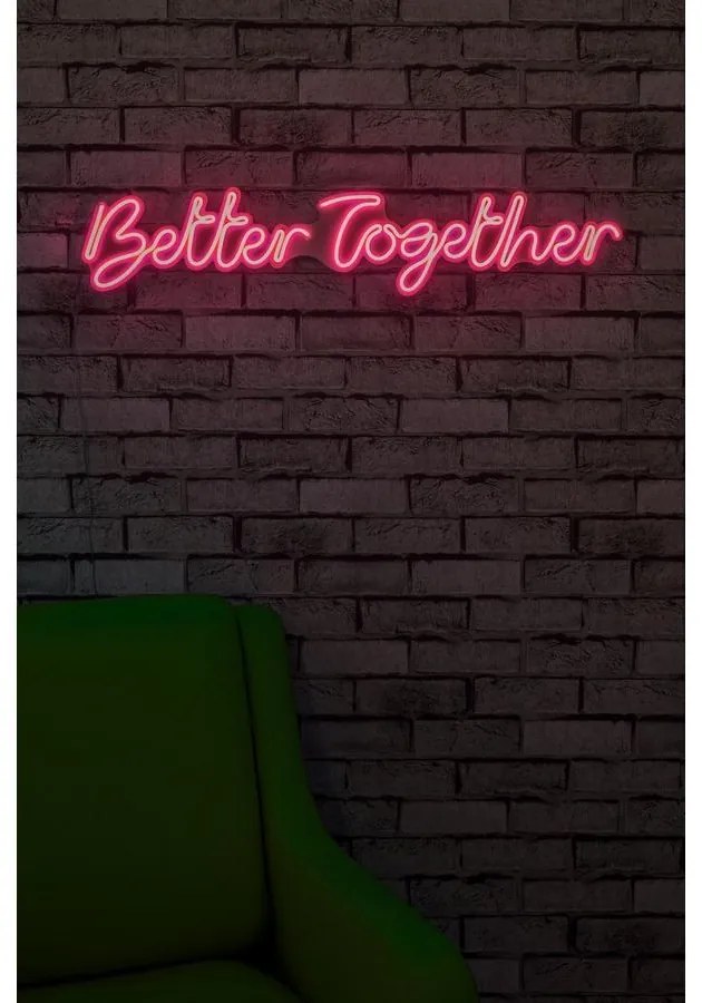 Műanyag LED-es fali dekoráció, Better Together - Pink