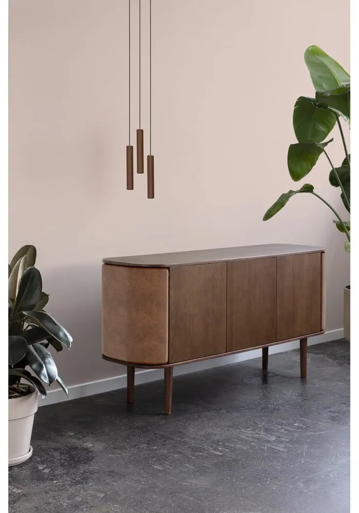 Szürke-barna alacsony komód tölgyfa dekorral 150x75 cm Treasures – UMAGE