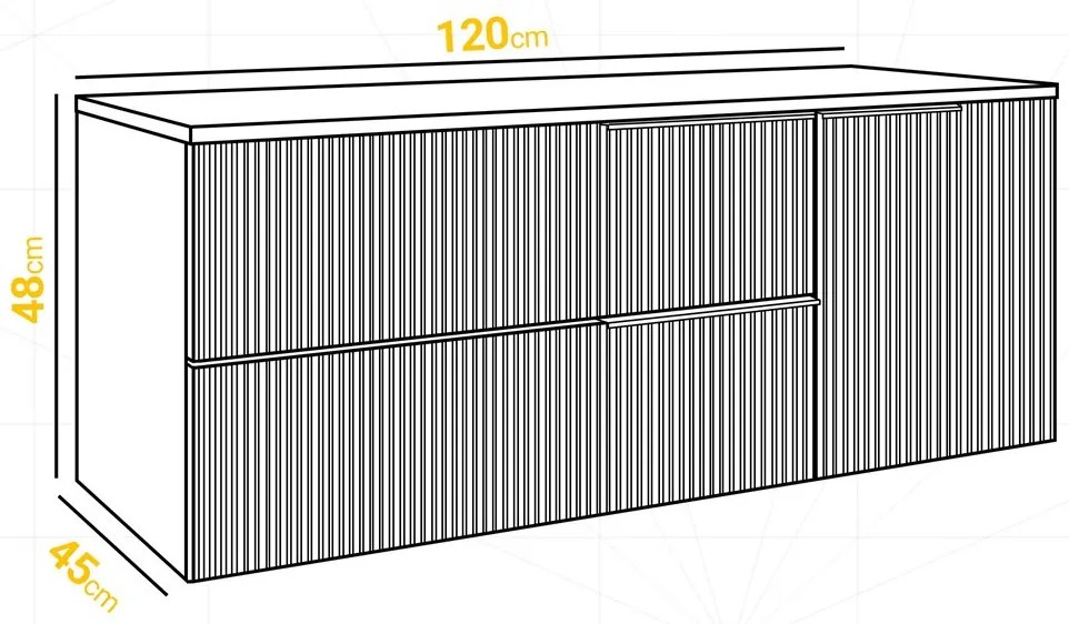 MYLIFE KLERK ANTRACIT/KASMÍR FÜRDŐSZOBA SZEKRÉNY (120CM)