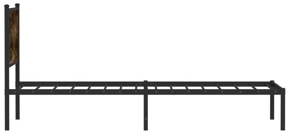 füstös tölgy színű fém ágykeret matrac nélkül 107 x 203 cm