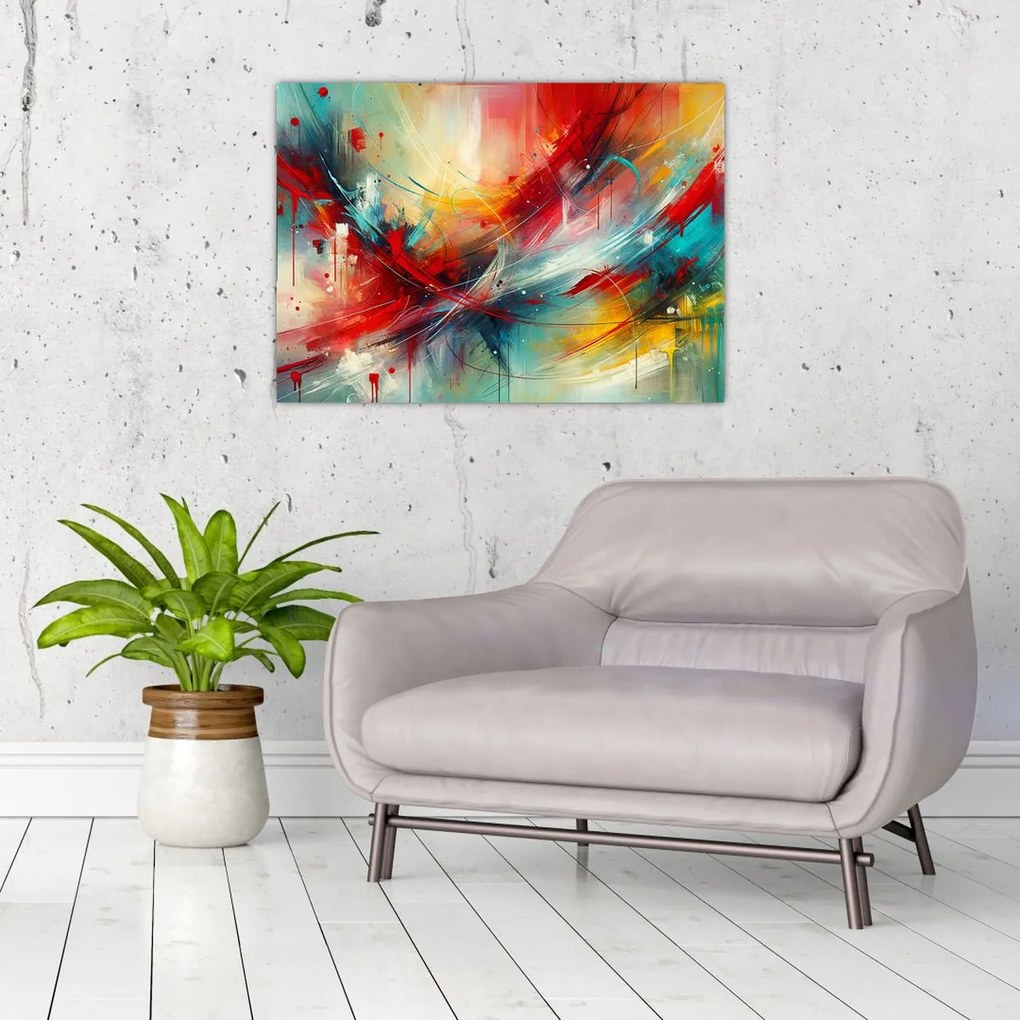 Üveg kép – Absztrakció pirossal (70x50 cm)