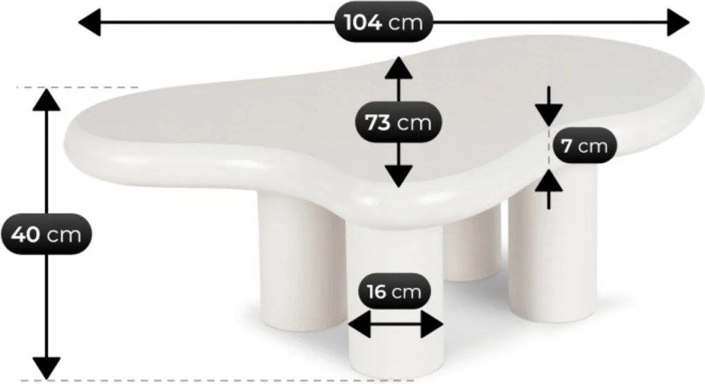 Dohányzóasztal fehér színben - PERLA