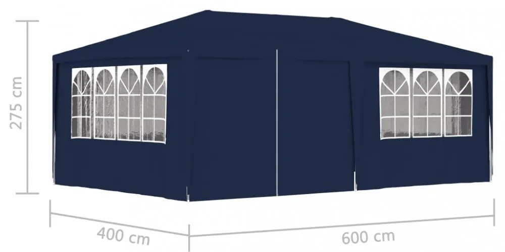 kék rendezvénysátor oldalfalakkal 4 x 6 m 90 g/m²