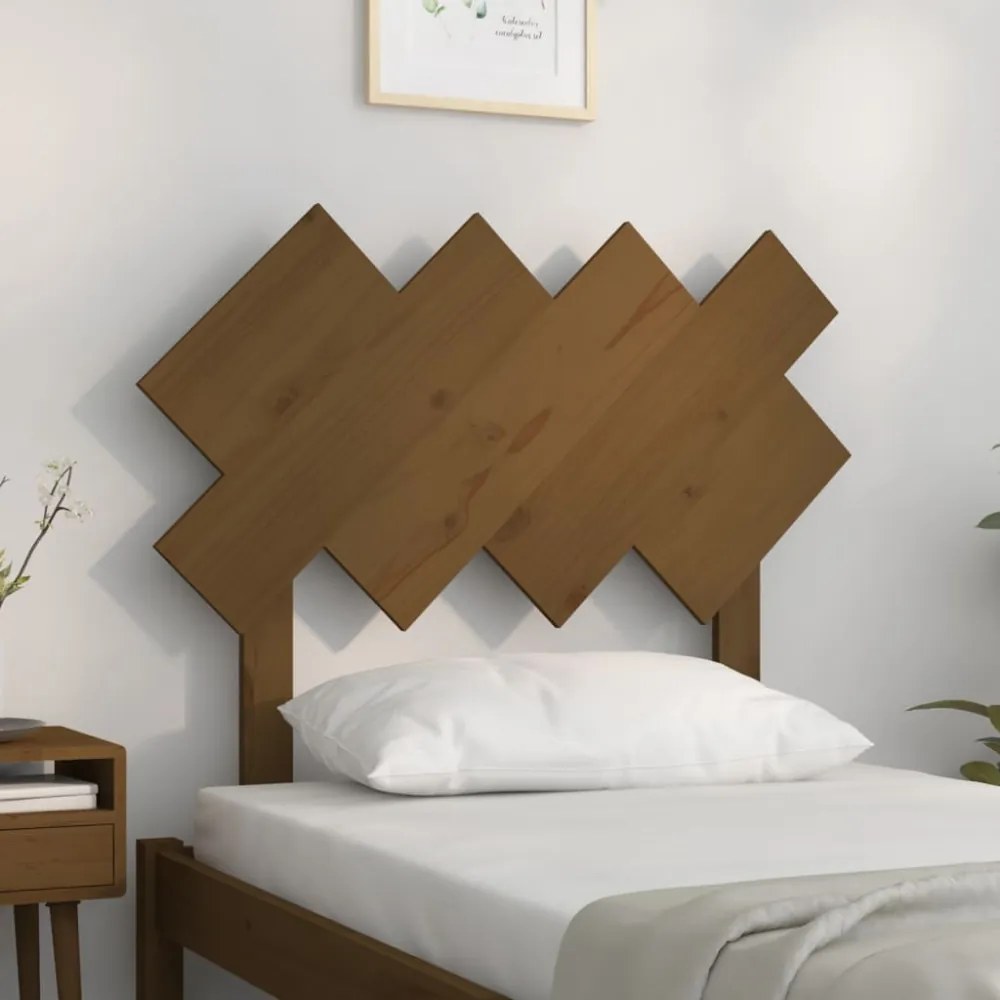 mézbarna tömör fenyőfa ágyfejtámla 92x3x81 cm