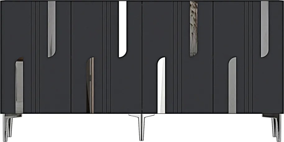 Nota komód, antracit-ezüst, 150 cm
