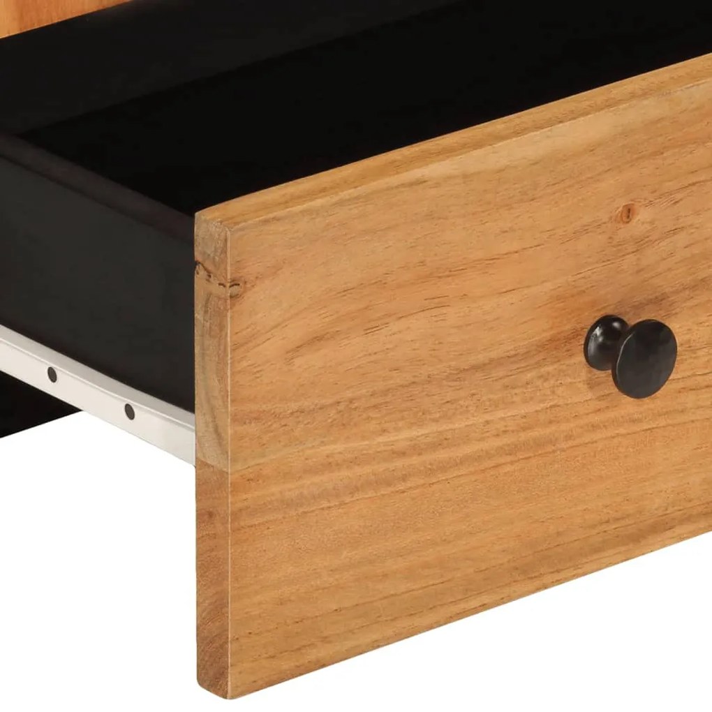 tömör akácfa és vas magasszekrény fiókkal 60x33x100 cm