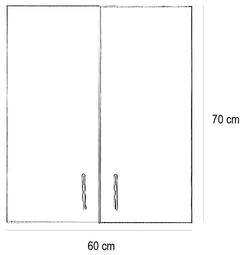 Bianca 60-as Faliszekrény 2 ajtóval, magasfényű fehér színben