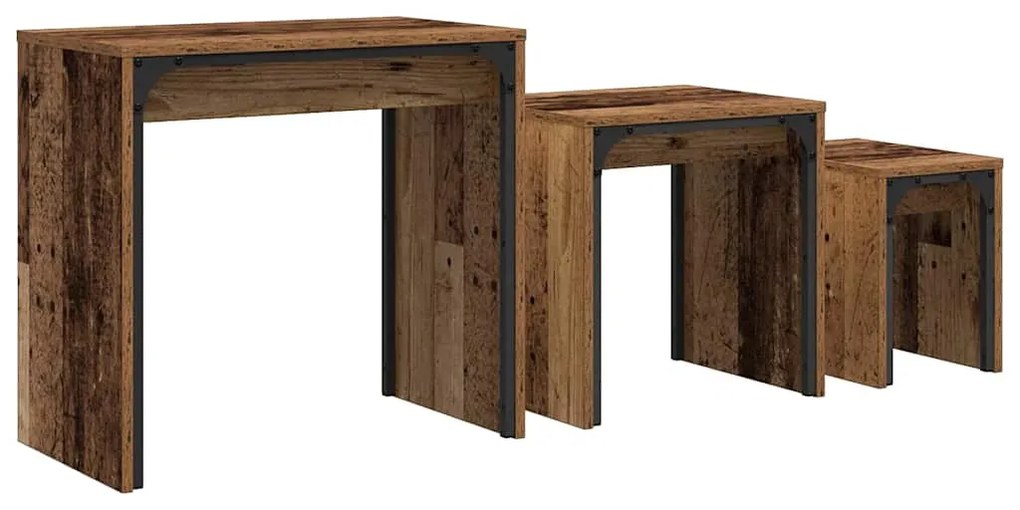 Fészkelt Kávézó Asztal 3 pcs Régi fa 60 x 35 x 56 cm Faanyag