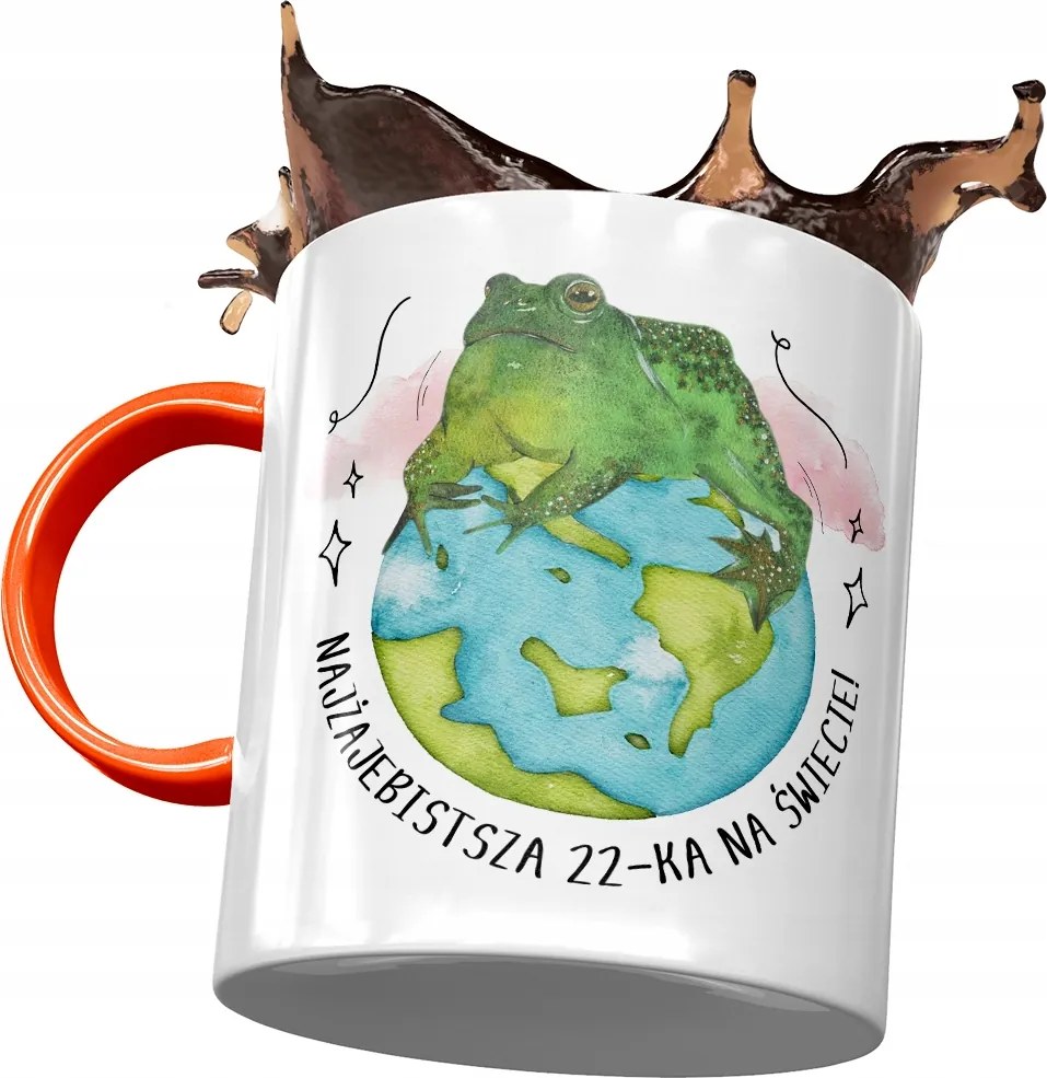 Narancssárga bögre Születésnapra 22 22. 22. fényképes nyomattal