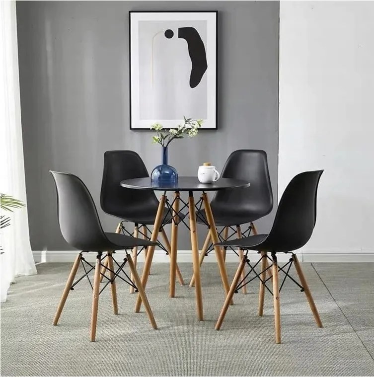 Étkezőasztal, fekete/bükk, GAMIN II NEW 80 N