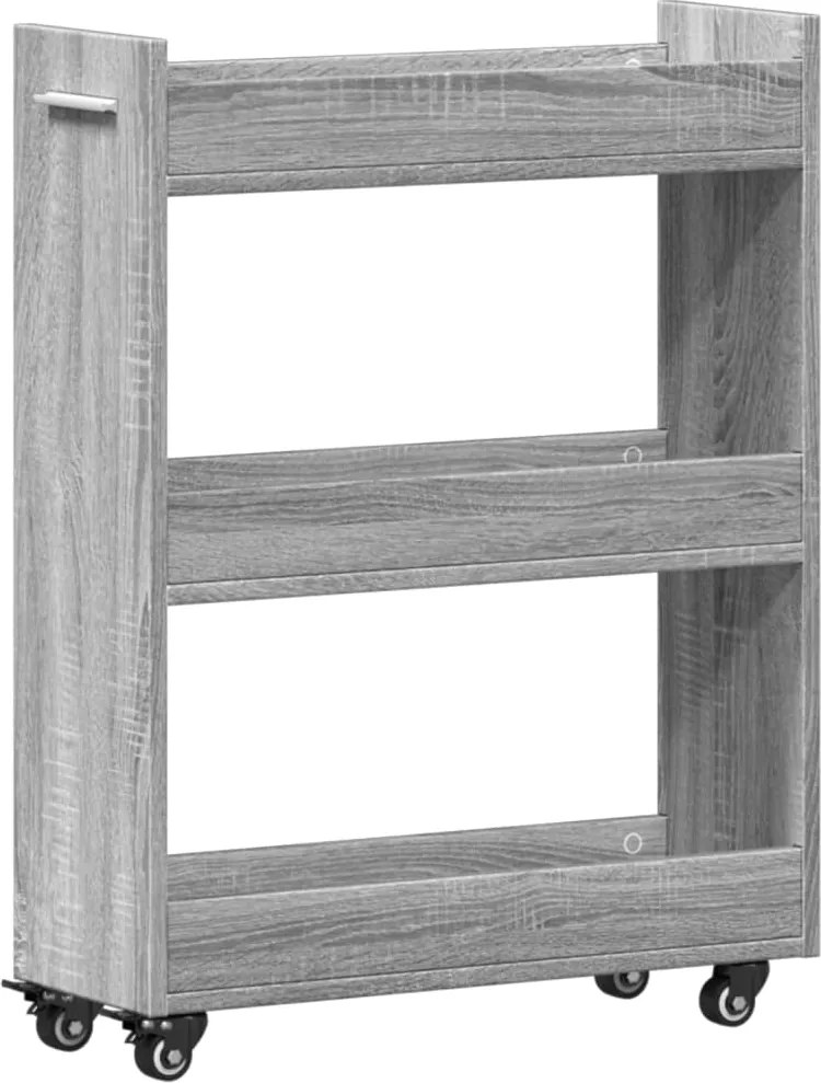 vidaXL szürke sonoma színű szerelt fa szekrény kerekekkel 60x22x79 cm