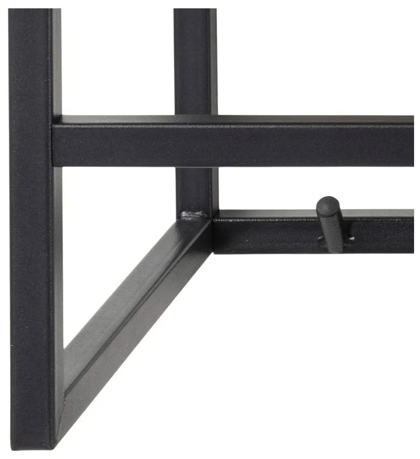 Fekete-natúr színű fali fogas tölgyfa dekorral, polccal Seaford – Actona