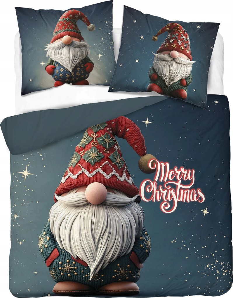 Karácsonyi ágyneműhuzat 160X200cm pamut manó