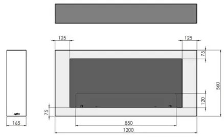 InFire - Fali BIO kandalló 120x56 cm 3kW fehér