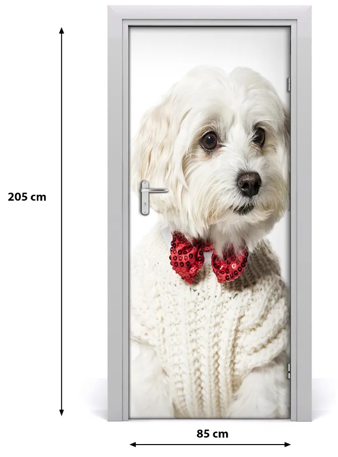 Poszter tapéta ajtóra kutya fegyverrel 85x205 cm