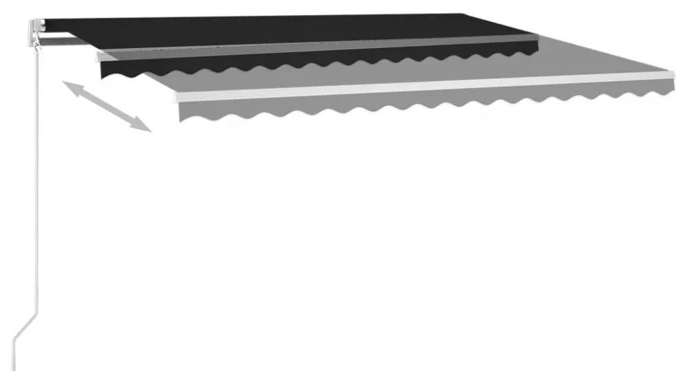 antracitszürke kézzel kihúzható LED-es napellenző 400 x 300 cm