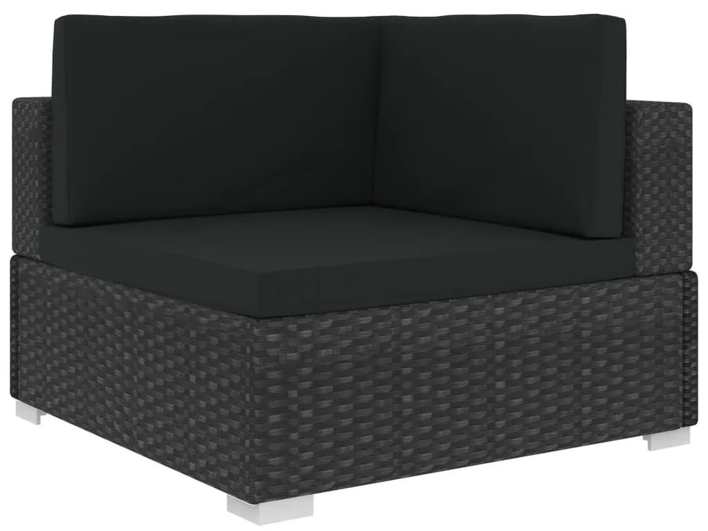 8 részes fekete polyrattan kerti ülőgarnitúra párnákkal