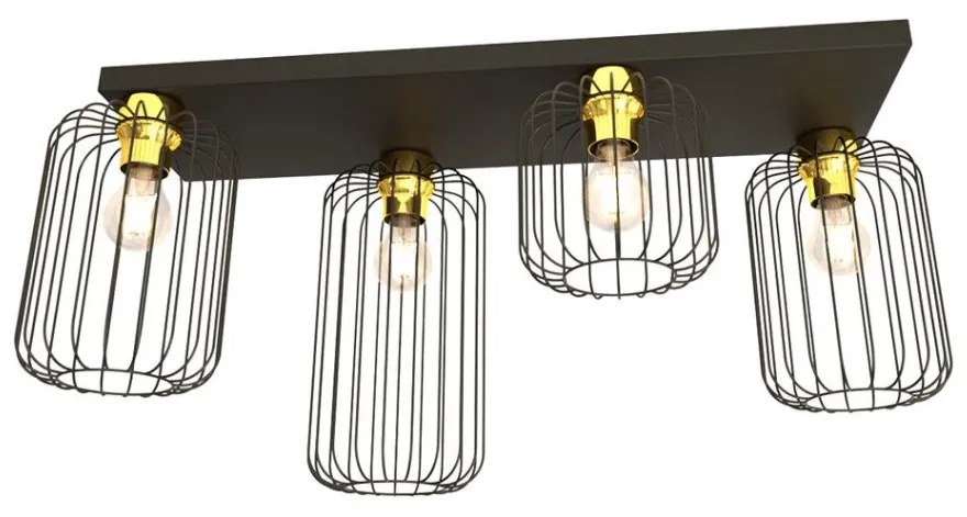 EMIBIG 1366-4 BARN Glamour Mennyezeti Lámpa Fekete, Arany E27 IP20