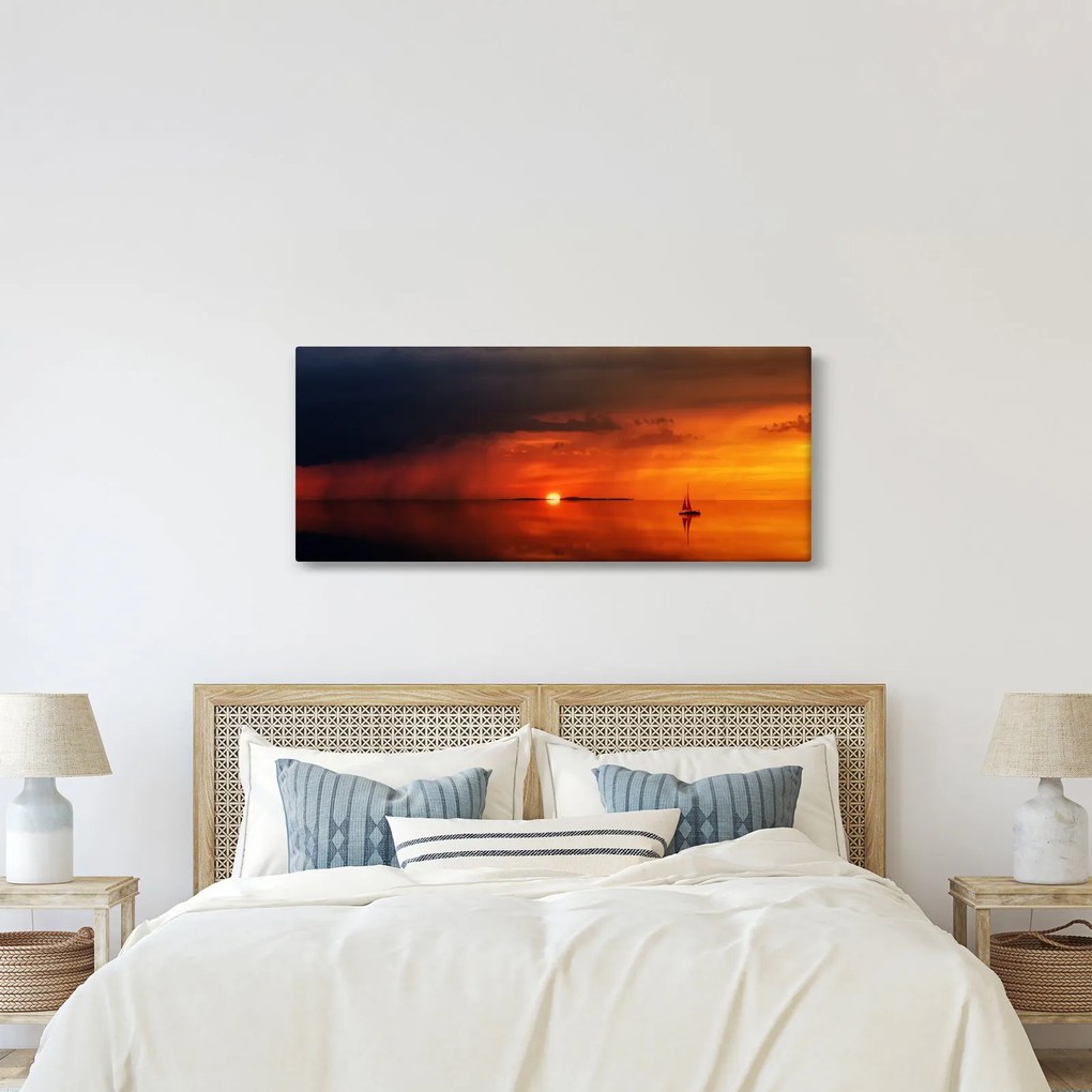 Vitorlás naplementekor (120x50 cm)