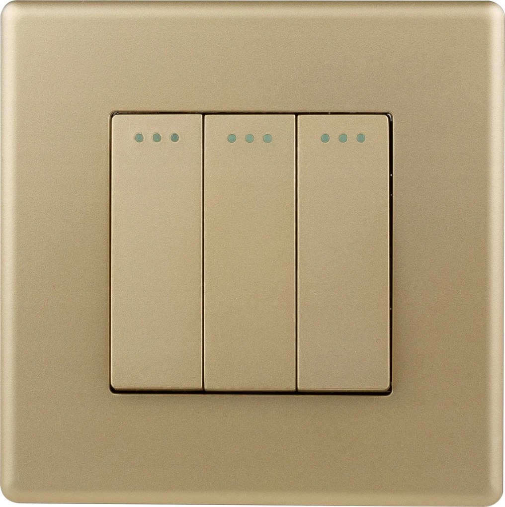 Kapcsoló Fénykapcsoló Hármas Fali Arany Műanyag Luuna