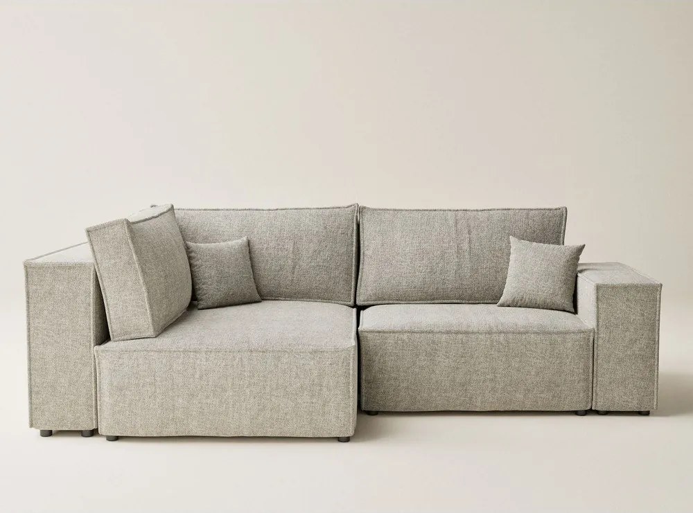 Bézs zsenília kinyitható-tárolóhelyes sarokkanapé (bal oldali-L alakú) Tonga – Maison de Rêve