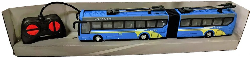 36 Cm Rc Távirányítós Csuklós Trolibusz 3.7V Lítium Akkuval1:32 Méretarány Busz